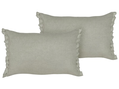 Beliani, Kissen 2er Set aus Leinen Modern SASSAFRAS Kissen 2er Set aus Leinen Modern SASSAFRAS, Beliani - Dekokissen 2er Set aus Leinen Klassisch SASSAFRAS, One Size, Rauch