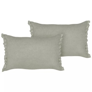 Beliani, Kissen 2er Set aus Leinen Modern SASSAFRAS Kissen 2er Set aus Leinen Modern SASSAFRAS, Beliani - Dekokissen 2er Set aus Leinen Klassisch SASSAFRAS, One Size, Rauch