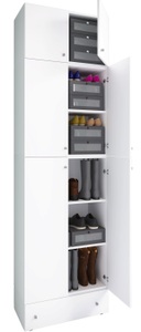 MID.YOU, MID.YOU Schuhschrank , Lona Xxl , Weiss , Holzwerkstoff , 3 Fächer , 70x240x39 cm , melaminharzbeschichtet,melaminharzbeschichtet,Nachbildung,Nachbildung , 000657007646, VCM - XXL Holz Schuhschrank Kleiderschrank Schuhe Dielenschrank Lona 5f A Schublade, 70 CM, Weiss