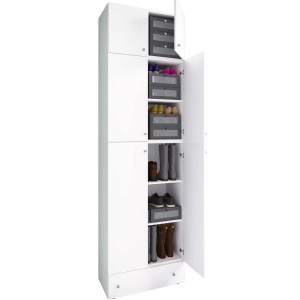 MID.YOU, MID.YOU Schuhschrank , Lona Xxl , Weiss , Holzwerkstoff , 3 Fächer , 70x240x39 cm , melaminharzbeschichtet,melaminharzbeschichtet,Nachbildung,Nachbildung , 000657007646, VCM - XXL Holz Schuhschrank Kleiderschrank Schuhe Dielenschrank Lona 5f A Schublade, 70 CM, Weiss