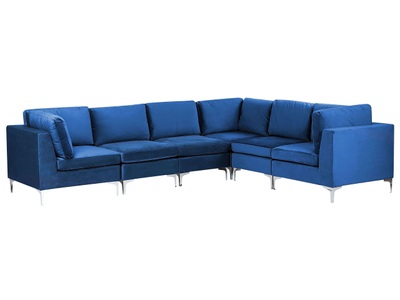 Beliani, Linksseitiges Sofa aus Samtstoff Modern EVJA Linksseitiges Sofa aus Samtstoff Modern EVJA, Beliani - Ecksofa aus Samtstoff Modern EVJA, One Size, Dunkelblau