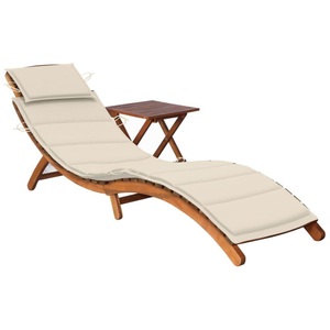 vidaXL, vidaXL Sonnenliege mit Tisch und Auflage Massivholz Akazie, vidaXL Sonnenliege mit Tisch und Auflage Massivholz Akazie