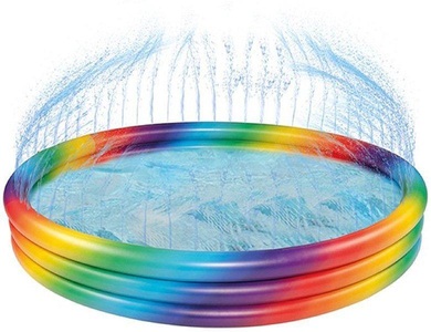 HAPPY PEOPLE, Happy People Pool Mit Sprinkler 3 Ring, Happy People Planschbecken Rainbow mit Sprinkler