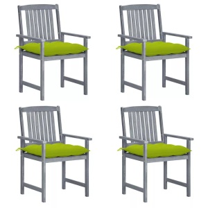 vidaXL, vidaXL Regiestühle mit Kissen 4 Stk. Grau Massivholz Akazie, vidaXL Gartenstühle mit Kissen 4 Stk. Grau Massivholz Akazie