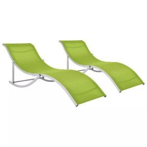 vidaXL, vidaXL Klappbare Sonnenliegen 2 Stk. Grün Textilene, vidaXL Klappbare Sonnenliegen 2 Stk. Grün Textilene