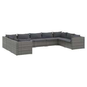 vidaXL, vidaXL 9-tlg. Garten-Lounge-Set mit Kissen Poly Rattan Grau, 