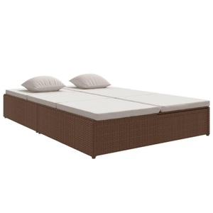 vidaXL, vidaXL Sonnenliege mit Auflagen Poly Rattan Braun, vidaXL Sonnenliege mit Auflagen Poly Rattan Braun