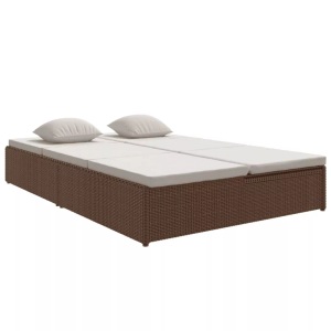 vidaXL, vidaXL Sonnenliege mit Auflagen Poly Rattan Braun, vidaXL Sonnenliege mit Auflagen Poly Rattan Braun