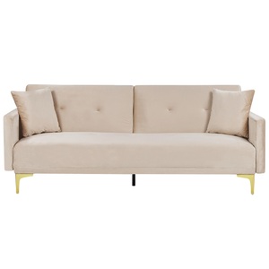 Beliani, Schlafcouch aus Samtstoff Retro LUCAN Schlafcouch aus Samtstoff Retro LUCAN, Beliani - Schlafsofa aus Samtstoff Retro LUCAN, One Size, Perle