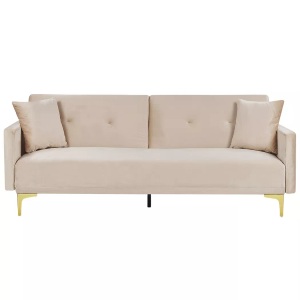 Beliani, Schlafcouch aus Samtstoff Retro LUCAN Schlafcouch aus Samtstoff Retro LUCAN, Beliani - Schlafsofa aus Samtstoff Retro LUCAN, One Size, Perle