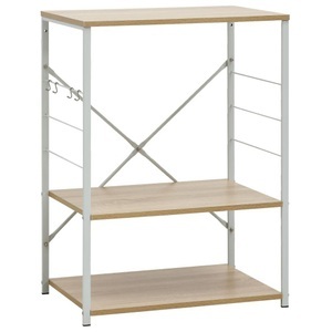 vidaXL, Mikrowellenregal Mikrowellenregal, vidaXL Mikrowellenregal Weiß Eiche 60×39,6×79,5 cm Holzwerkstoff