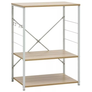 vidaXL, Mikrowellenregal Mikrowellenregal, vidaXL Mikrowellenregal Weiß Eiche 60×39,6×79,5 cm Holzwerkstoff