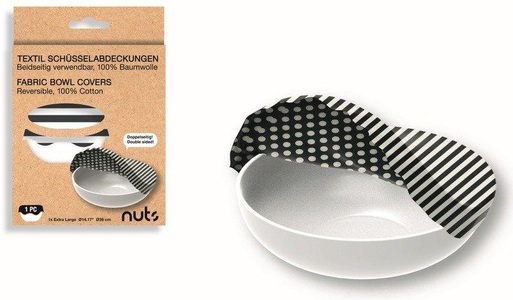 nuts, Nuts - Schüsselabdeckung Baumwolle, rund XL b/w 36cm, Schüsselabdeckung Baumwolle, rund XL b/w 36cm