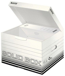 Leitz, Leitz Archivschachtel Solid Box, Leitz Archiv-Box Solid, M, weiss, mit Griff, 6118-00-01