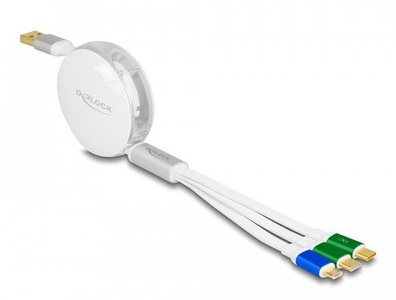 Delock, Delock USB 2.0-Kabel USB A ? Micro-USB B/2x USB C 1.13 m, Weiss