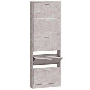 vidaXL, vidaXL Schuhschrank Betongrau 59x17x169 cm Holzwerkstoff