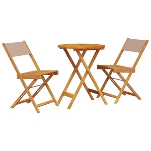 vidaXL, vidaXL 3-tlg. Bistro-Set Taupe Stoff und Massivholz