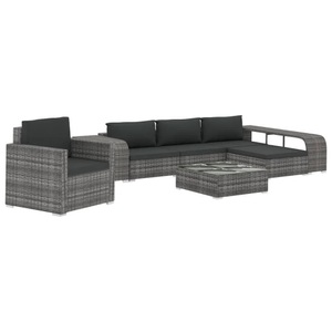 Diverse Hardware, 8-tlg. Garten-Lounge-Set mit Auflagen Poly Rattan Grau, vidaXL 8-tlg. Garten-Lounge-Set mit Auflagen Poly Rattan Grau