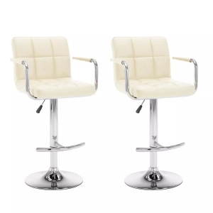 vidaXL, vidaXL Barhocker 2 Stk. Creme Kunstleder, vidaXL Barhocker 2 Stk. Creme Kunstleder