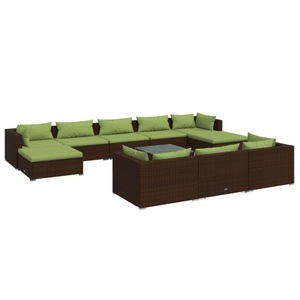 vidaXL, vidaXL 11-tlg. Garten-Lounge-Set mit Kissen Braun Poly Rattan, 
