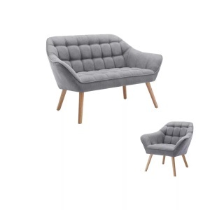 Vente-unique, Sofa 2-Sitzer & Sessel - Stoff - Grau - CASERTA Sofa 2-Sitzer & Sessel - Stoff - Grau - CASERTA, Vente-unique - Sofa 2-Sitzer & Sessel - Stoff - Grau - CASERTA, One Size