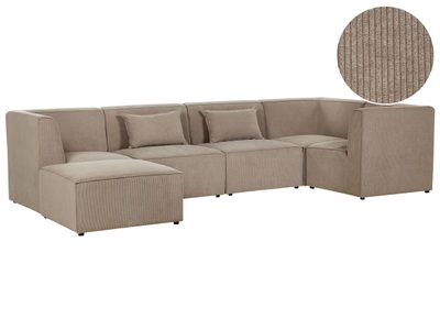 Beliani, Sofa mit Ottomane aus Cord Modern LEMVIG Sofa mit Ottomane aus Cord Modern LEMVIG, Beliani - Sofa mit Ottomane aus Cord Modern LEMVIG, One Size, Taupe