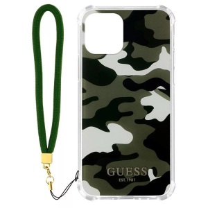 Guess, Apple iPhone 12 Pro Max - Silikongel Schutzhülle, Guess - Camo Hülle iPhone 12 Pro Max, Grün