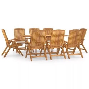 vidaXL, vidaXL 9-tlg. Garten-Essgruppe Massivholz Teak, vidaXL 9-tlg. Garten-Essgruppe Massivholz Teak