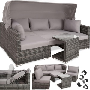 TecTake, Rattan Lounge mit Aluminiumgestell San Marino Rattan Lounge mit Aluminiumgestell San Marino, Tectake - Rattan Lounge mit Aluminiumgestell San Marino, One Size, Grau