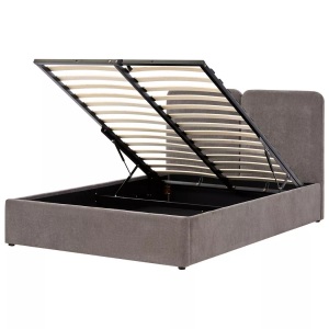 Beliani, Beliani - Bett mit Stauraum aus Chenillegewebe Modern ARBOIS, 140x200 cm, Taupe