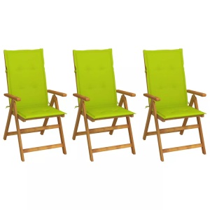 vidaXL, vidaXL Klappbare Gartenstühle 3 Stk. mit Auflagen Massivholz Akazie, vidaXL Klappbare Gartenstühle 3 Stk. mit Auflagen Massivholz Akazie