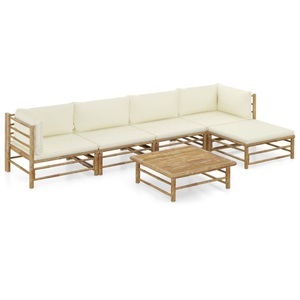 vidaXL, vidaXL 6-tlg. Garten-Lounge-Set mit Cremeweißen Kissen Bambus, 