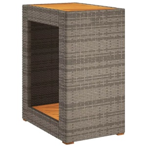 vidaXL, vidaXL Garten-Beistelltisch mit Holzplatte Grau 60x40x75cm Poly Rattan, vidaXL Garten-Beistelltisch mit Holzplatte Grau 60x40x75cm Poly Rattan