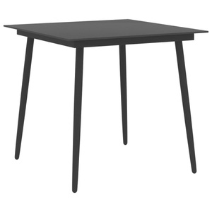 vidaXL, vidaXL Garten-Esstisch Schwarz 80x80x74 cm Stahl und Glas