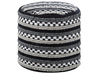 Beliani, Beliani Pouf schwarz-weiss 41 x 41 cm GUNTUR, Beliani - Pouf aus Baumwolle Boho GUNTUR, One Size, Schwarz