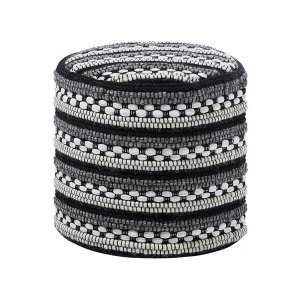 Beliani, Beliani Pouf schwarz-weiss 41 x 41 cm GUNTUR, Beliani - Pouf aus Baumwolle Boho GUNTUR, One Size, Schwarz