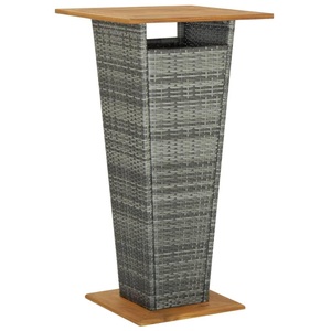 vidaXL, vidaXL Bartisch Grau 60x60x110 cm Poly Rattan und Massivholz Akazie, vidaXL Bartisch Grau 60x60x110 cm Poly Rattan und Massivholz Akazie
