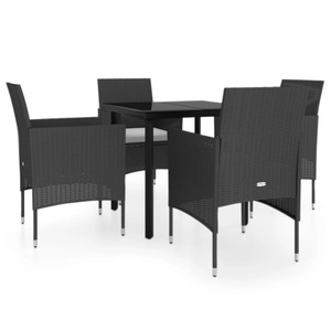 vidaXL, vidaXL 5-tlg. Garten-Essgruppe mit Kissen Schwarz, 