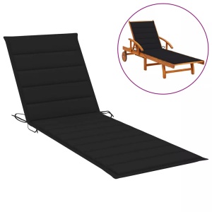 vidaXL, vidaXL Sonnenliegen-Auflage Schwarz 200x70x4 cm Stoff, vidaXL Sonnenliegen-Auflage Schwarz 200x70x3 cm Oxford-Gewebe