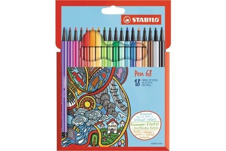 Stabilo, STABILO® Filzstifte PEN 68 mit 18 Farben, Filzstift STABILO® Pen 68 18er-Pack