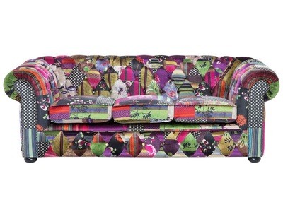 Beliani, 3 Sitzer Sofa aus Polyester Glamourös CHESTERFIELD 3 Sitzer Sofa aus Polyester Glamourös CHESTERFIELD, Beliani - 3 Sitzer Sofa aus Polyester Glamourös CHESTERFIELD, One Size, Grün Bedruckt