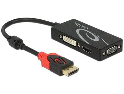 Delock, DeLock Displayport - HDMI/VGA/DVI Adapter, 4K, Delock Adapter 4K DisplayPort - HDMI/DVI-I/VGA