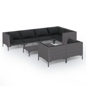 vidaXL, vidaXL 8-tlg. Garten-Lounge-Set mit Kissen Poly Rattan Dunkelgrau