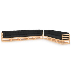 vidaXL, vidaXL 9-tlg. Garten-Lounge-Set mit Anthrazit Kissen Kiefernholz, vidaXL 9-tlg. Garten-Lounge-Set mit Kissen Massivholz Kiefer