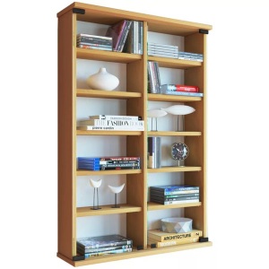 VCM, Holz CD DVD Wandregal Hängeregal Wand Schrank Wandvitrine Zuntisa Glastür Holz CD DVD Wandregal Hängeregal Wand Schrank Wandvitrine Zuntisa Glastür, MID.YOU Cd-regal in buchefarbe , 'Zuntisa' _ Buchefarben , Holzwerkstoff , 10 Fächer , 60x91.5x18 cm , Dekorfolie,Nachbildung , 000657004301