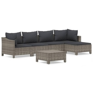vidaXL, vidaXL 6-tlg. Garten-Lounge-Set mit Kissen Grau Poly Rattan