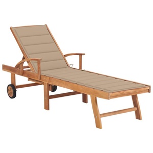 vidaXL, vidaXL Sonnenliege mit Auflage Beige Massivholz Teak, 