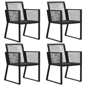 vidaXL, vidaXL Gartenstühle 4 Stk. Seil Rattan Schwarz, 