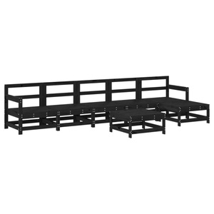 vidaXL, vidaXL 7-tlg. Garten-Lounge-Set Schwarz Massivholz Kiefer, 