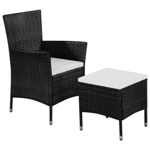 Diverse Hardware, Gartenstuhl und Hocker mit Polstern Poly Rattan Schwarz, vidaXL Gartenstuhl und Hocker mit Polstern Poly Rattan Schwarz